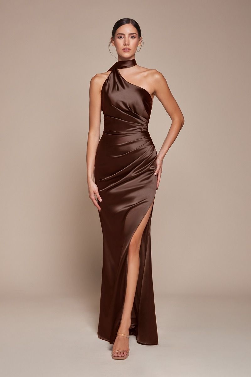 BRYCE GOWN - ONE SHOULDER LUXE SATIN DRESS