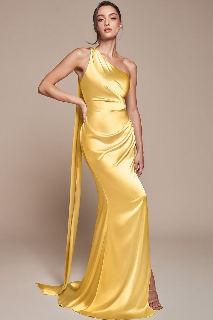 BRYCE GOWN - ONE SHOULDER LUXE SATIN DRESS