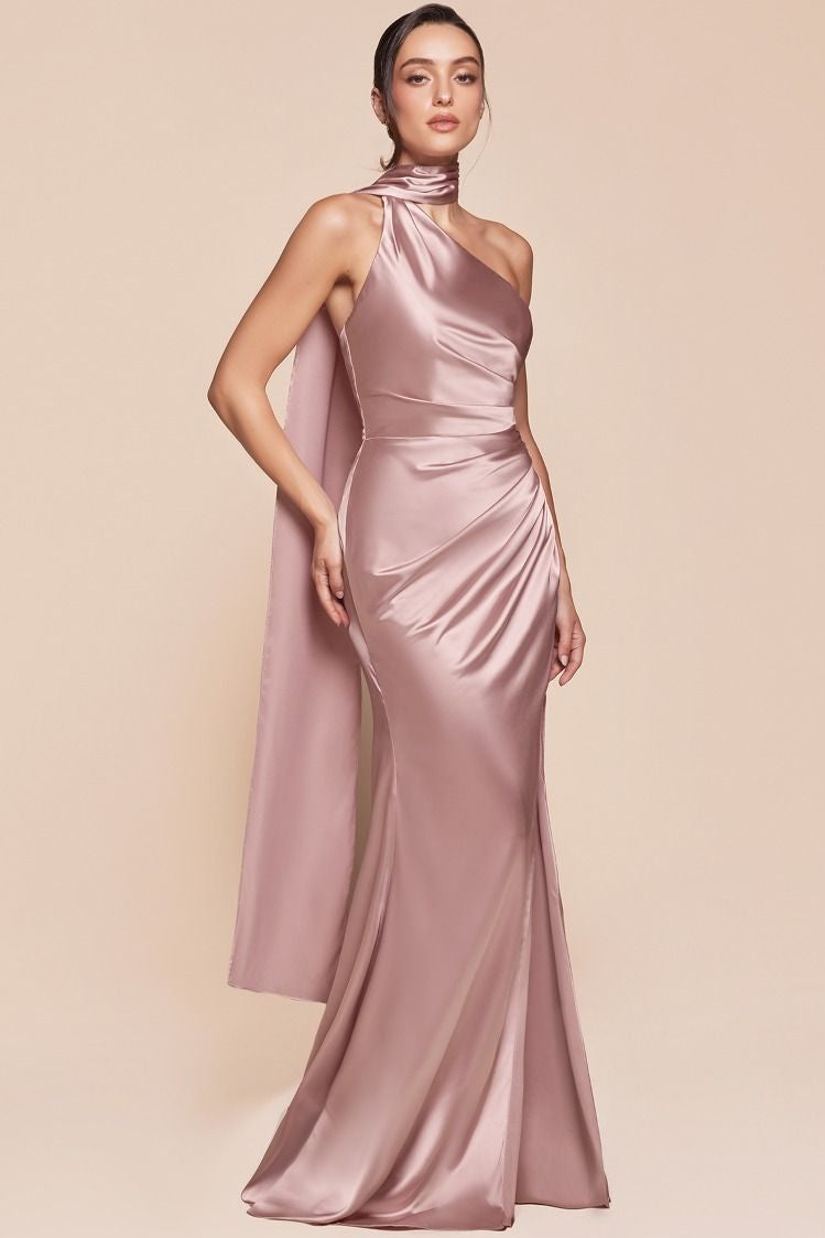 BRYCE GOWN - ONE SHOULDER LUXE SATIN DRESS