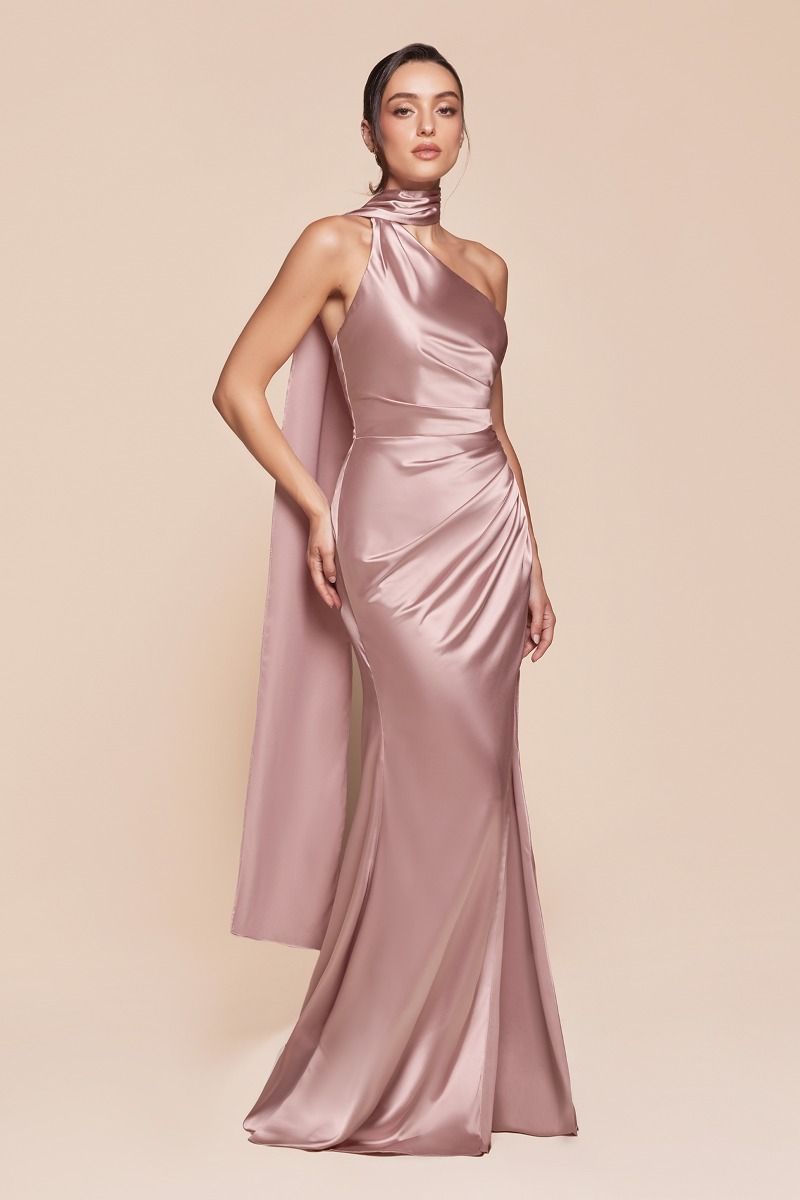 BRYCE GOWN - ONE SHOULDER LUXE SATIN DRESS
