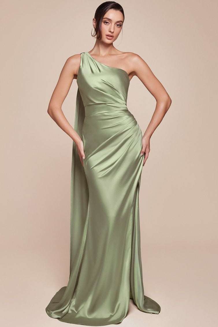 Lady Black Tie - Bryce Gown - One Shoulder Luxe Satin Dress