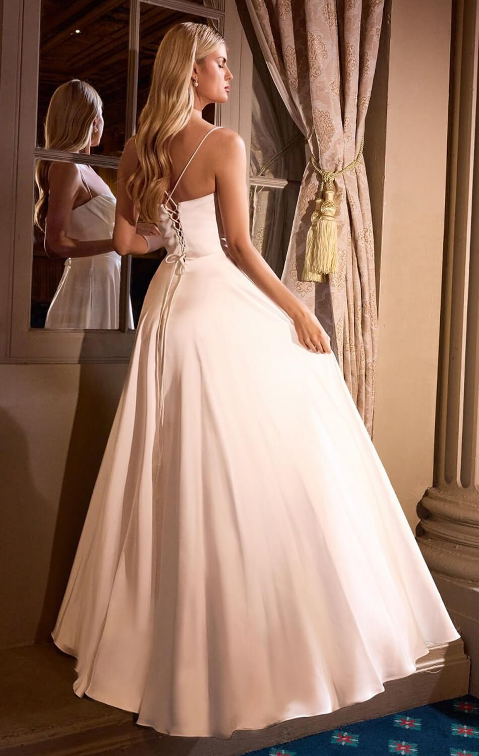 COSIMA GOWN - LUXE SATIN A-LINE CORSET DRESS - OFF WHITE