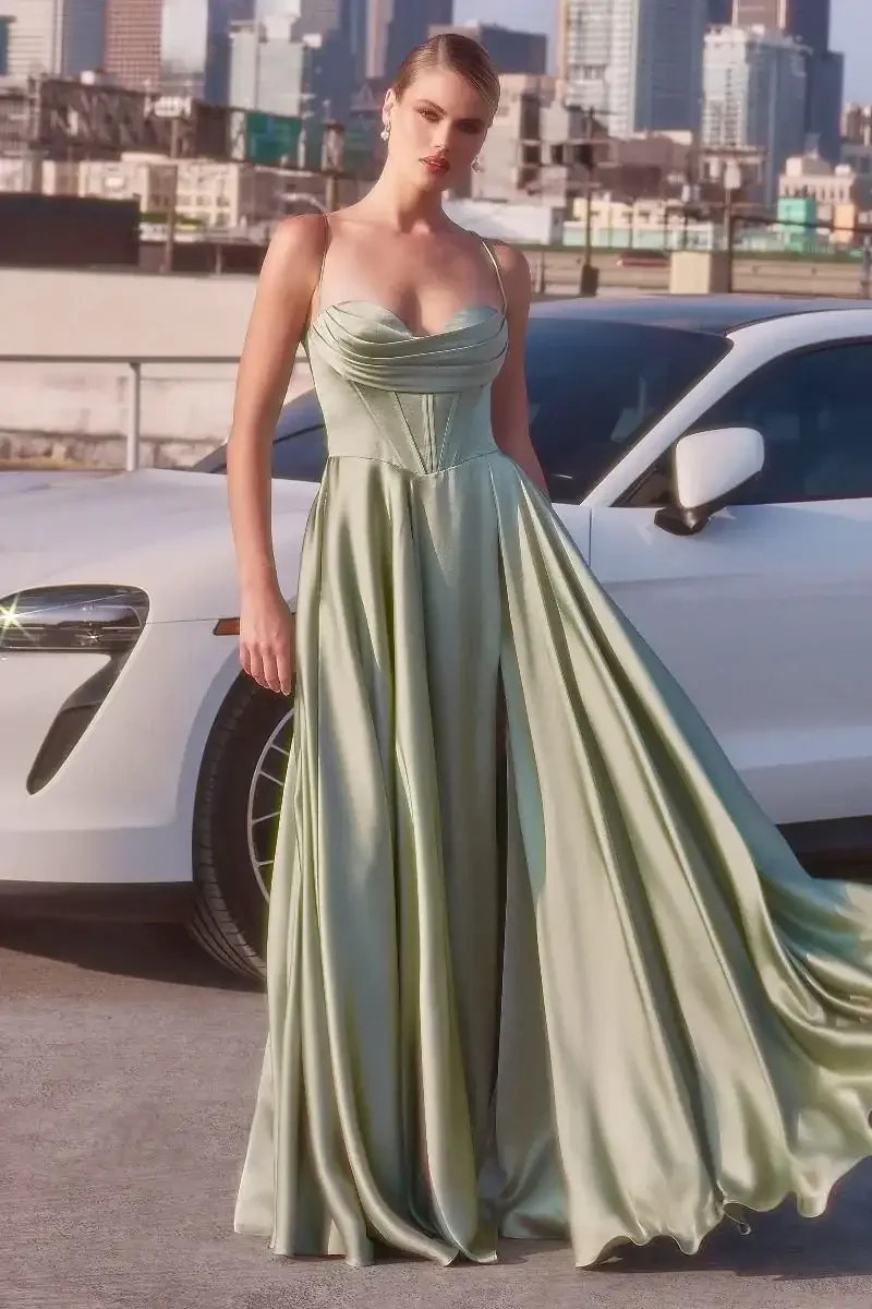 COSIMA GOWN - LUXE SATIN A-LINE CORSET DRESS