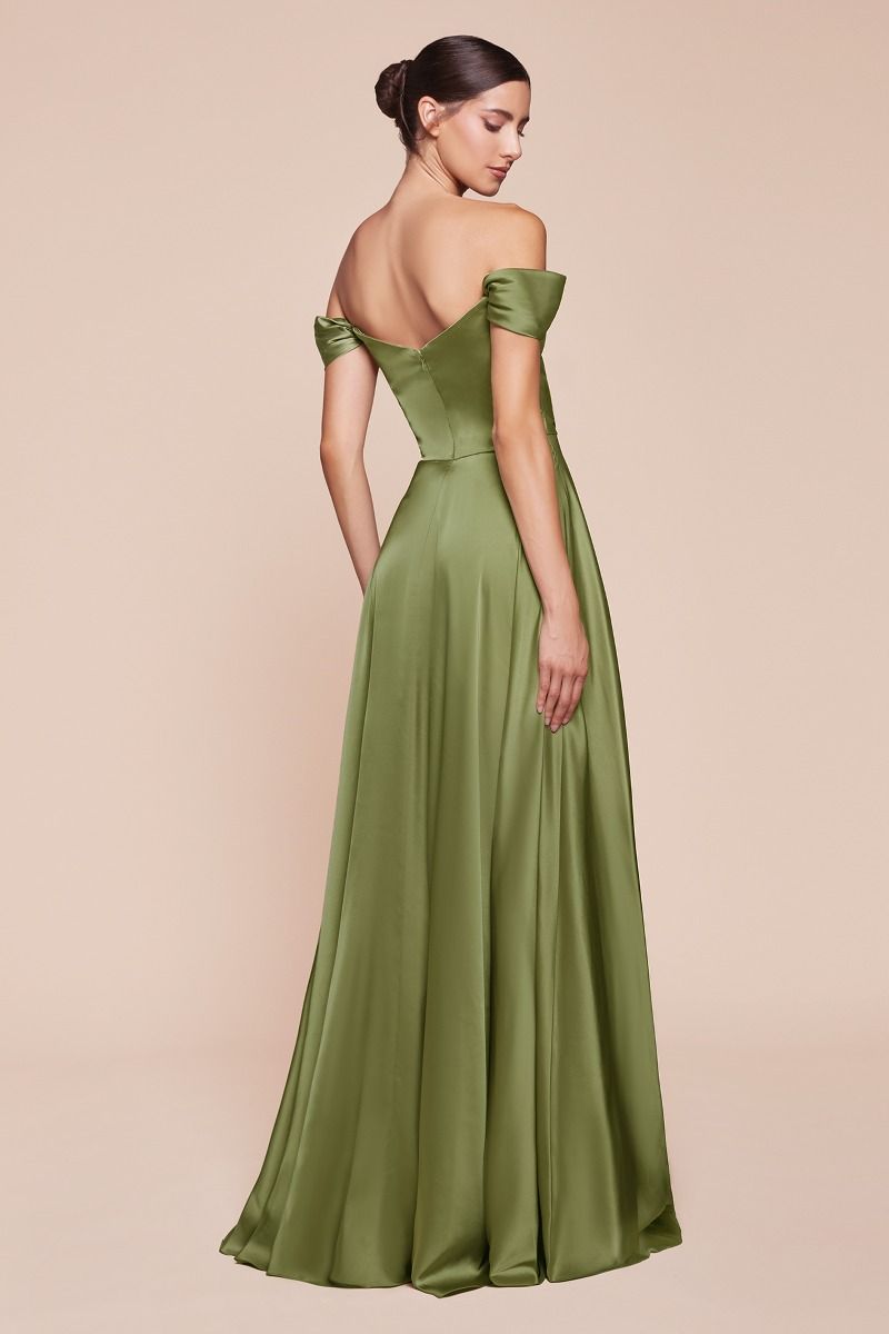 JILLIAN GOWN - A-LINE SOFT SATIN OFF THE SHOULDER DRESS