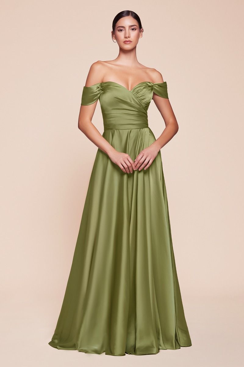 JILLIAN GOWN - A-LINE SOFT SATIN OFF THE SHOULDER DRESS