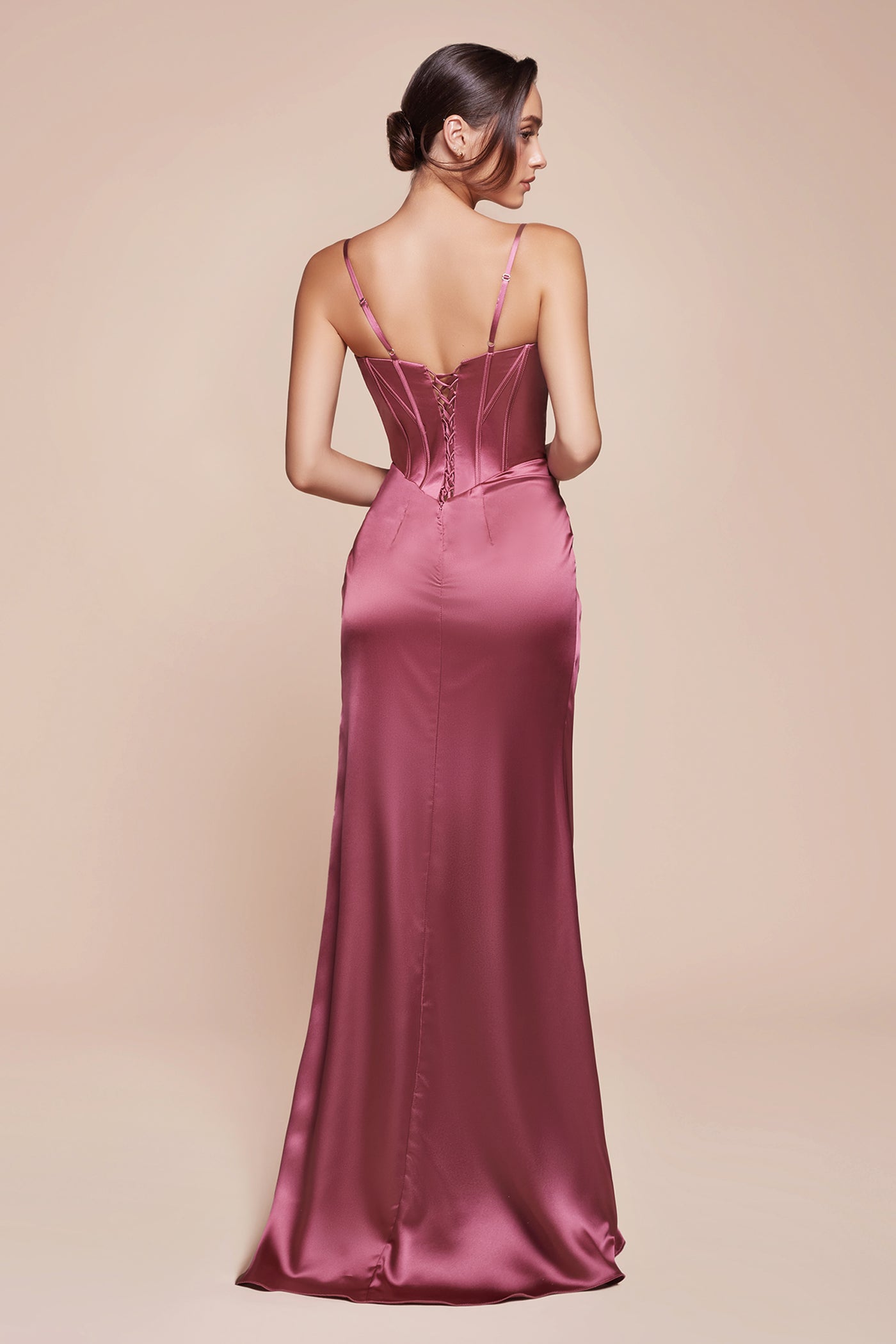 Jocelyn Gown - Fitted Satin Bustier Luxe Satin Gown