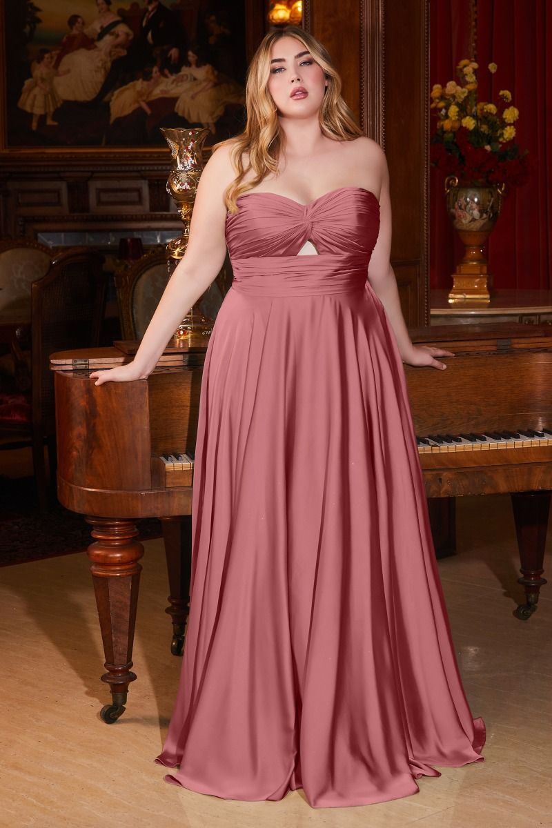 Madigan Gown - STRAPLESS A-LINE SOFT SATIN KEYHOLE DRESS
