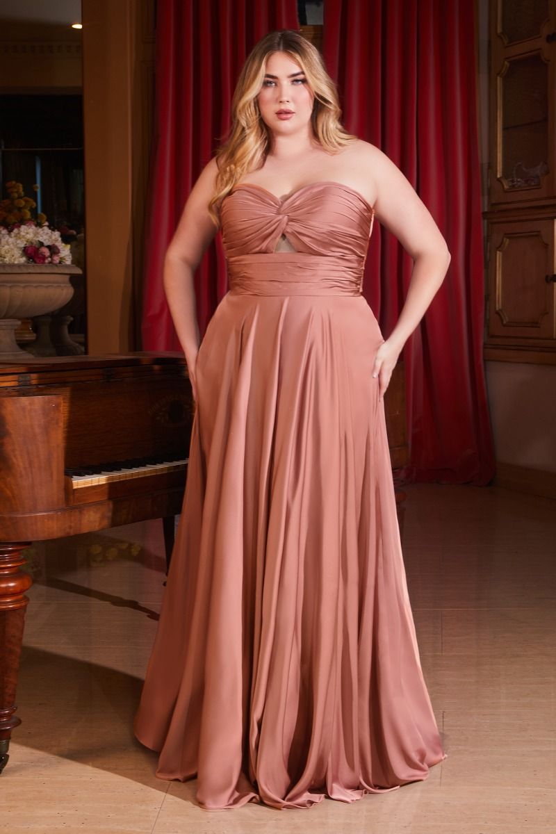 Madigan Gown - STRAPLESS A-LINE SOFT SATIN KEYHOLE DRESS