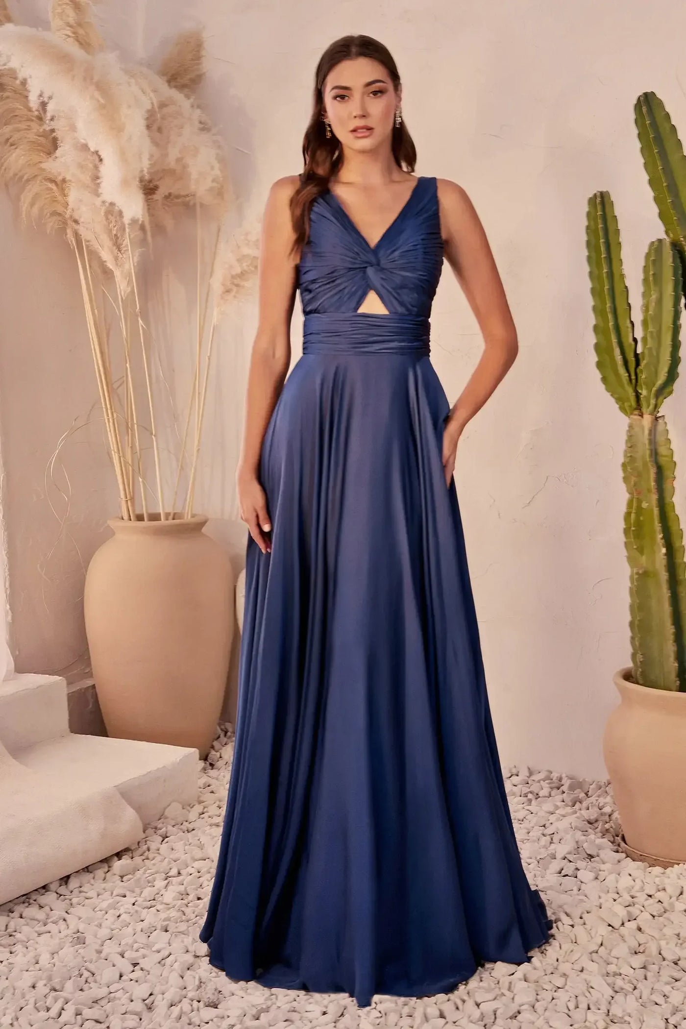 Marlena Gown - A-Line Keyhole Soft Satin Dress