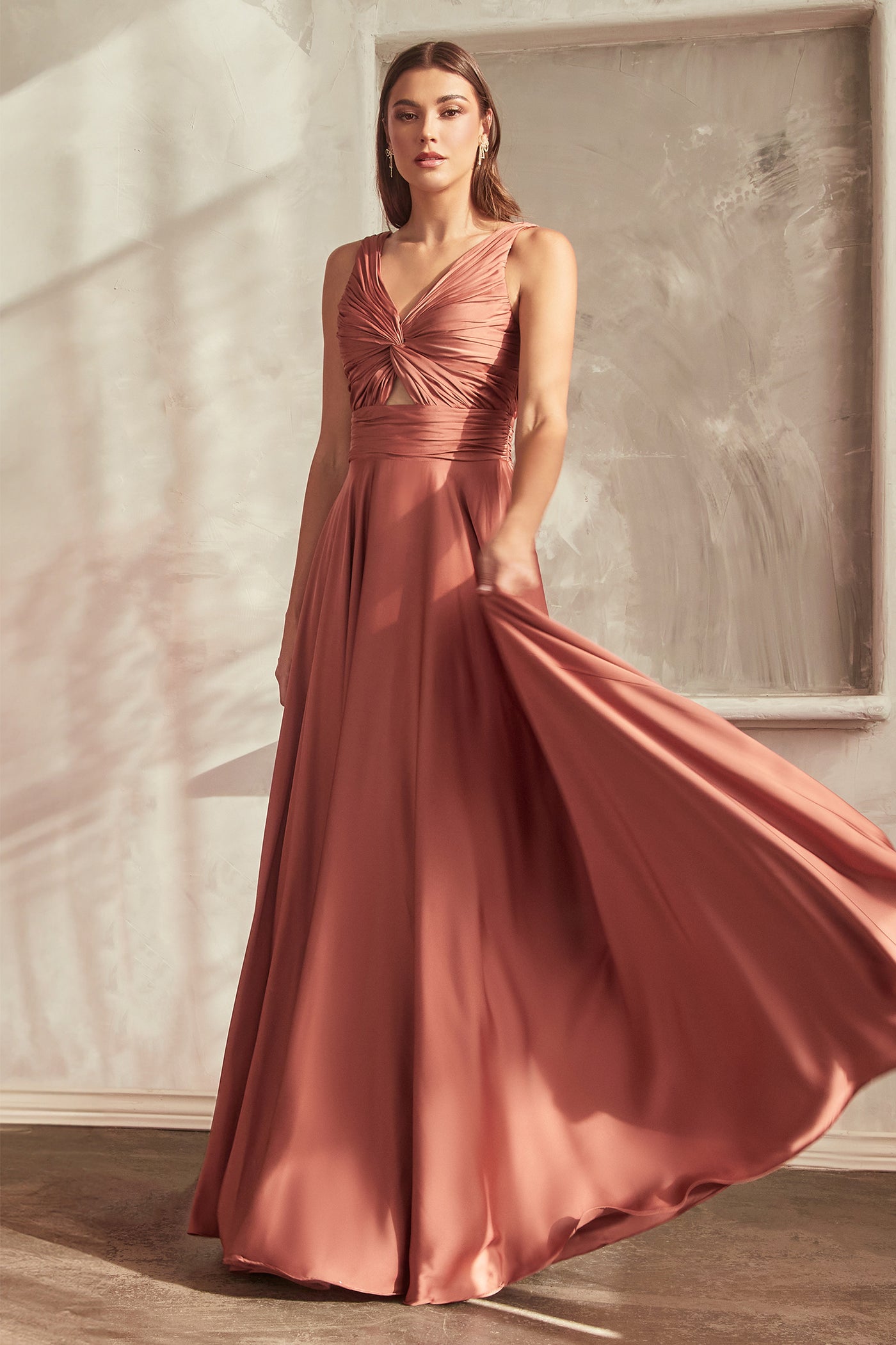 Marlena Gown - A-Line Keyhole Soft Satin Dress