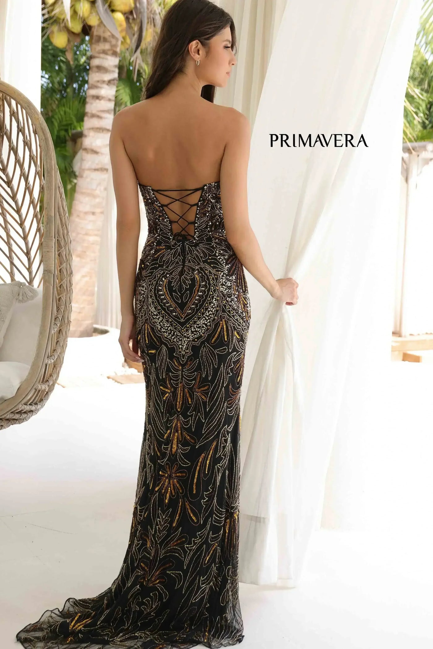 4335 - Primavera - Strapless Fitted Gown with V-Neckline