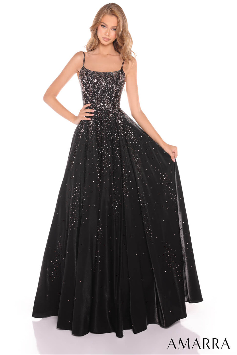 87292 - Amarra - Hot Stone Ball Gown With Scoop Neckline