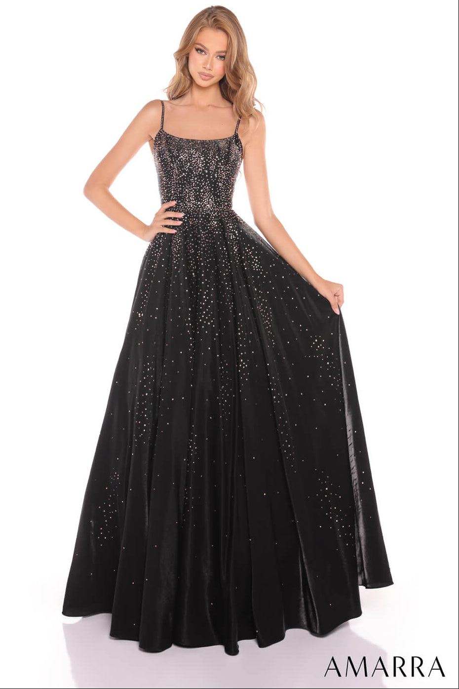 87292 - Amarra - Hot Stone Ball Gown With Scoop Neckline