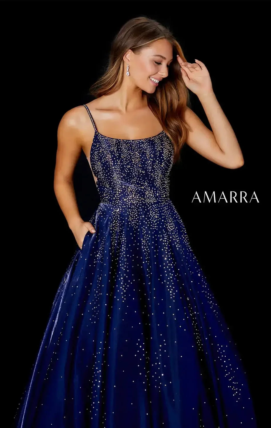 87292 - Amarra - Hot Stone Ball Gown With Scoop Neckline