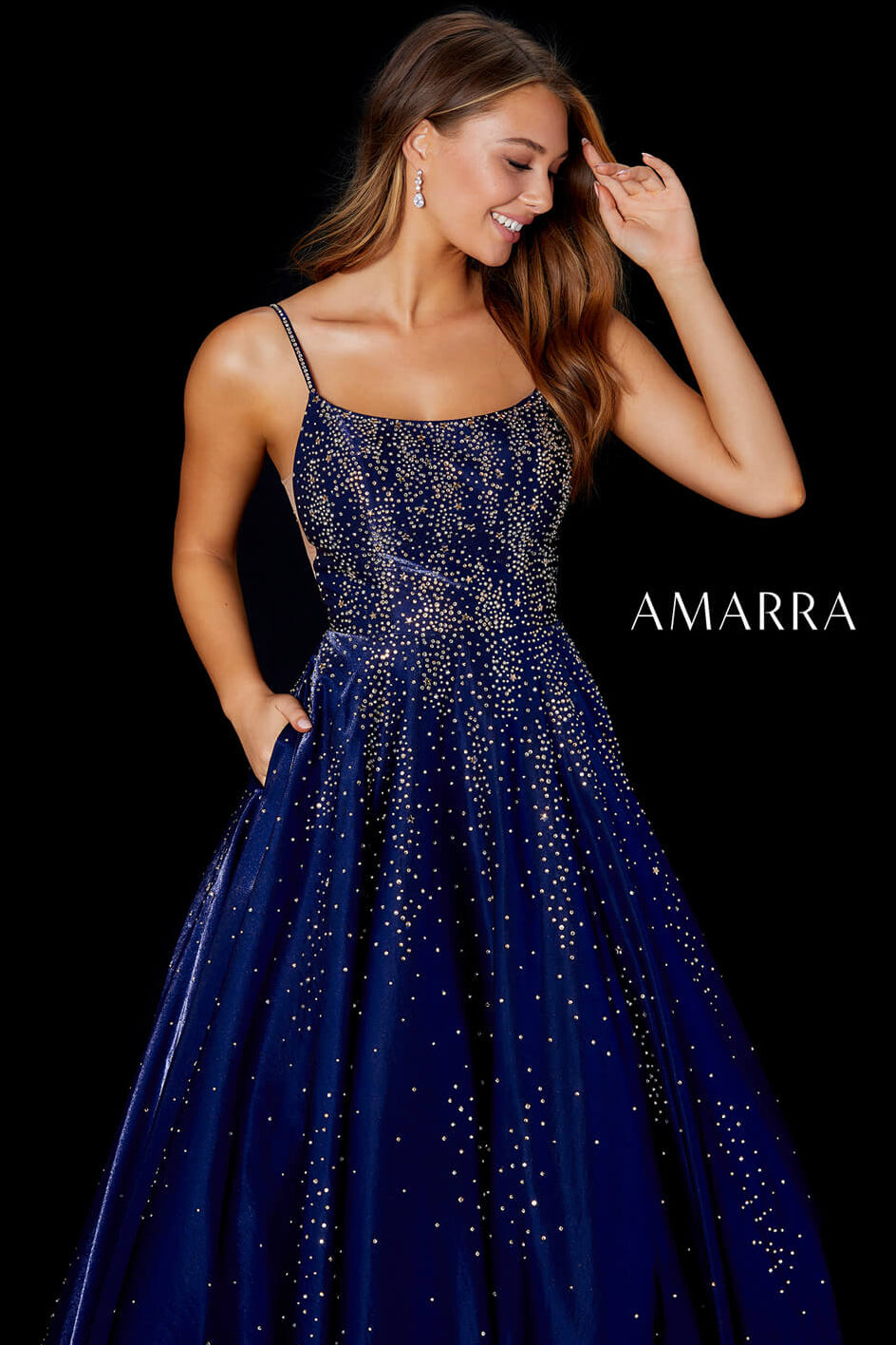 87292 - Amarra - Hot Stone Ball Gown With Scoop Neckline