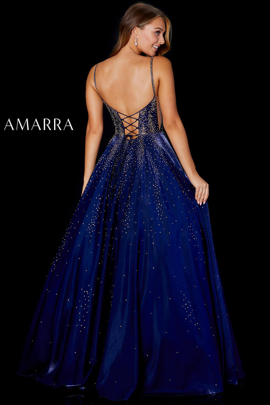 87292 - Amarra - Hot Stone Ball Gown With Scoop Neckline