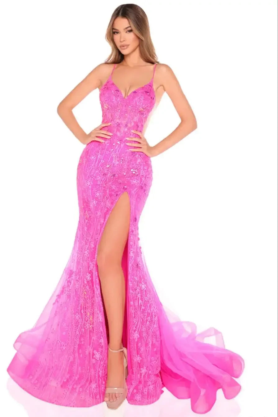 88227 - Amarra - Mermaid Floral Dress With Sheer Corset Bodice