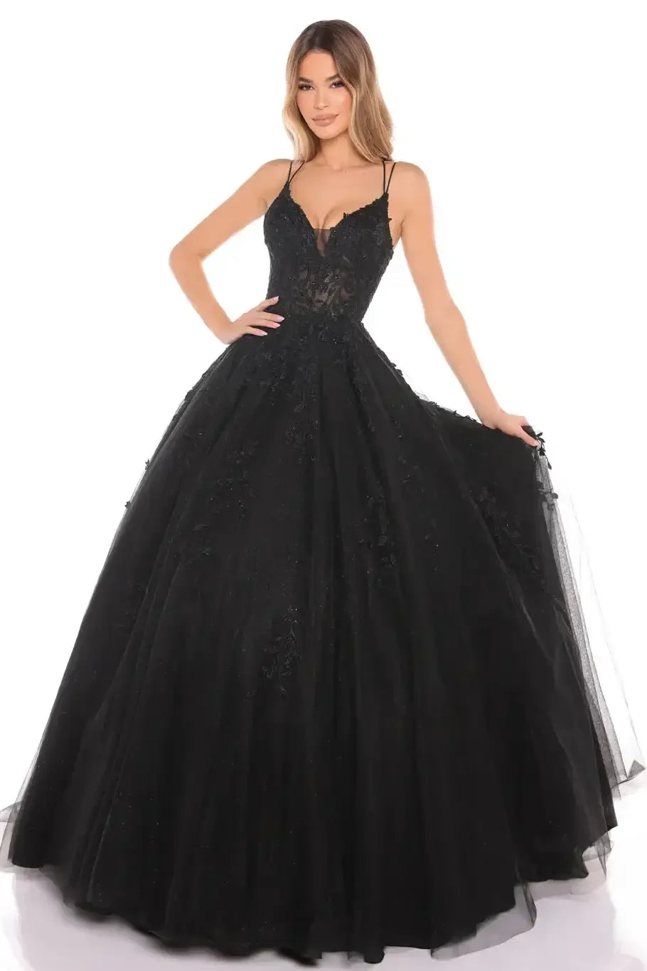 88536 - Amarra - Floral Ball Gown With Plunging V-Neckline