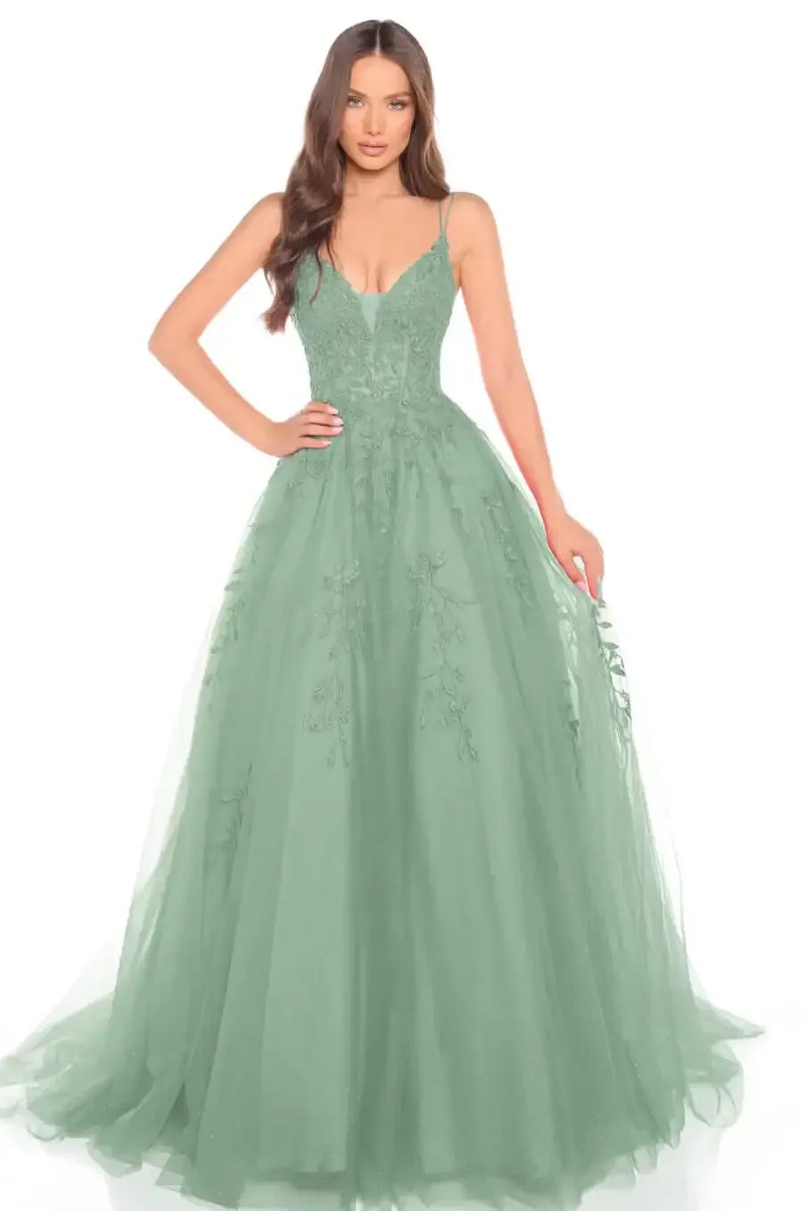 88536 - Amarra - Floral Ball Gown With Plunging V-Neckline