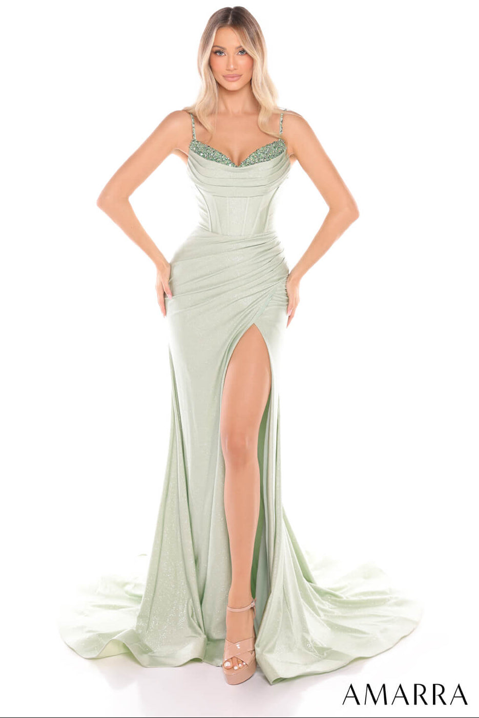 88760 - Amarra - Fitted Jersey Dress With Corset Bodice