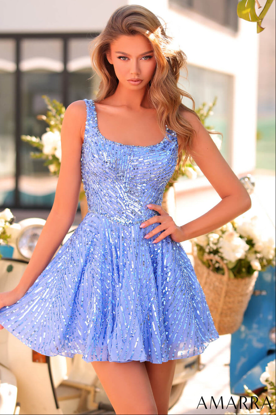 Lady Black Tie Women's 88967 - Amarra - Sequin A-Line Mini Party Dress 2 88967 - Amarra - Sequin A-Line Mini Party Dress | Lady Black Tie