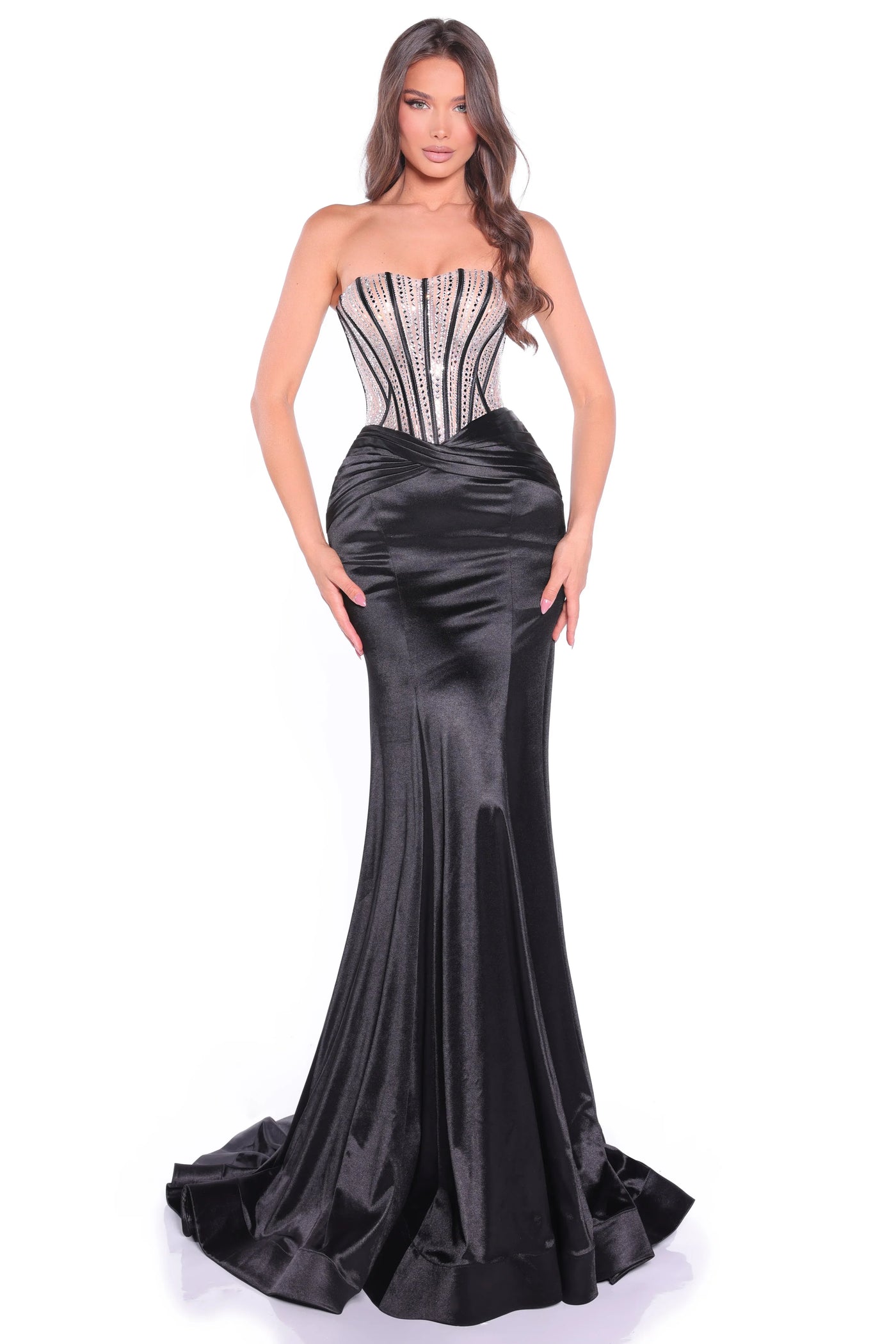 89070 - Amarra - Crystal Embellished Satin Gown