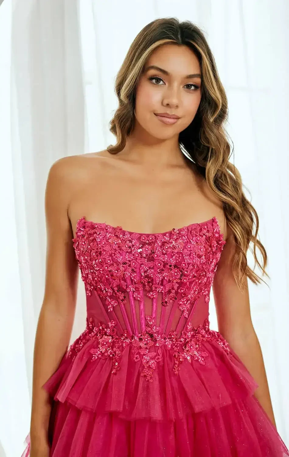 TANSY MINI DRESS - FLORAL LACE STRAPLESS COCKTAIL DRESS