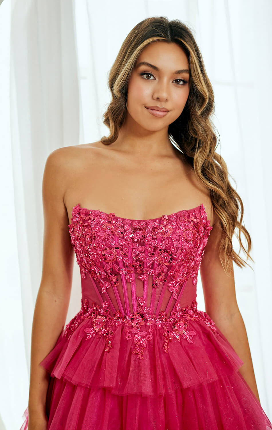 TANSY MINI DRESS - FLORAL LACE STRAPLESS COCKTAIL DRESS