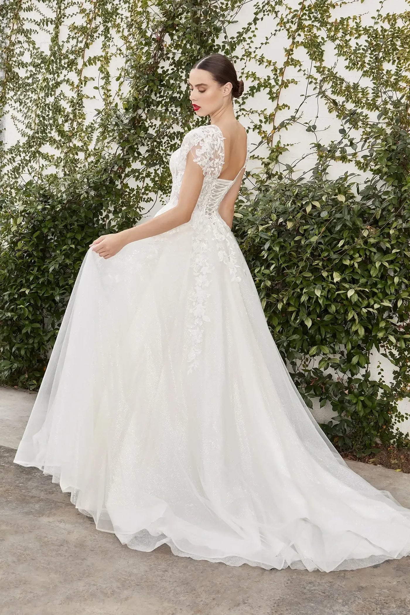 A1082W - CATHERINE CAP SLEEVE LACE BALL GOWN - Andrea & Leo