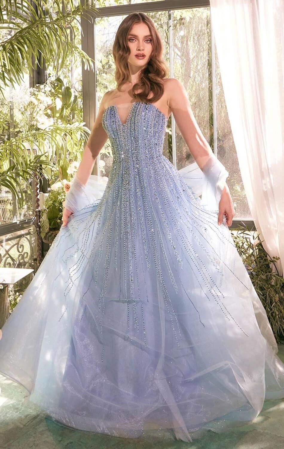 A1369 - STRAPLESS BEADED A-LINE DRESS - Andrea & Leo