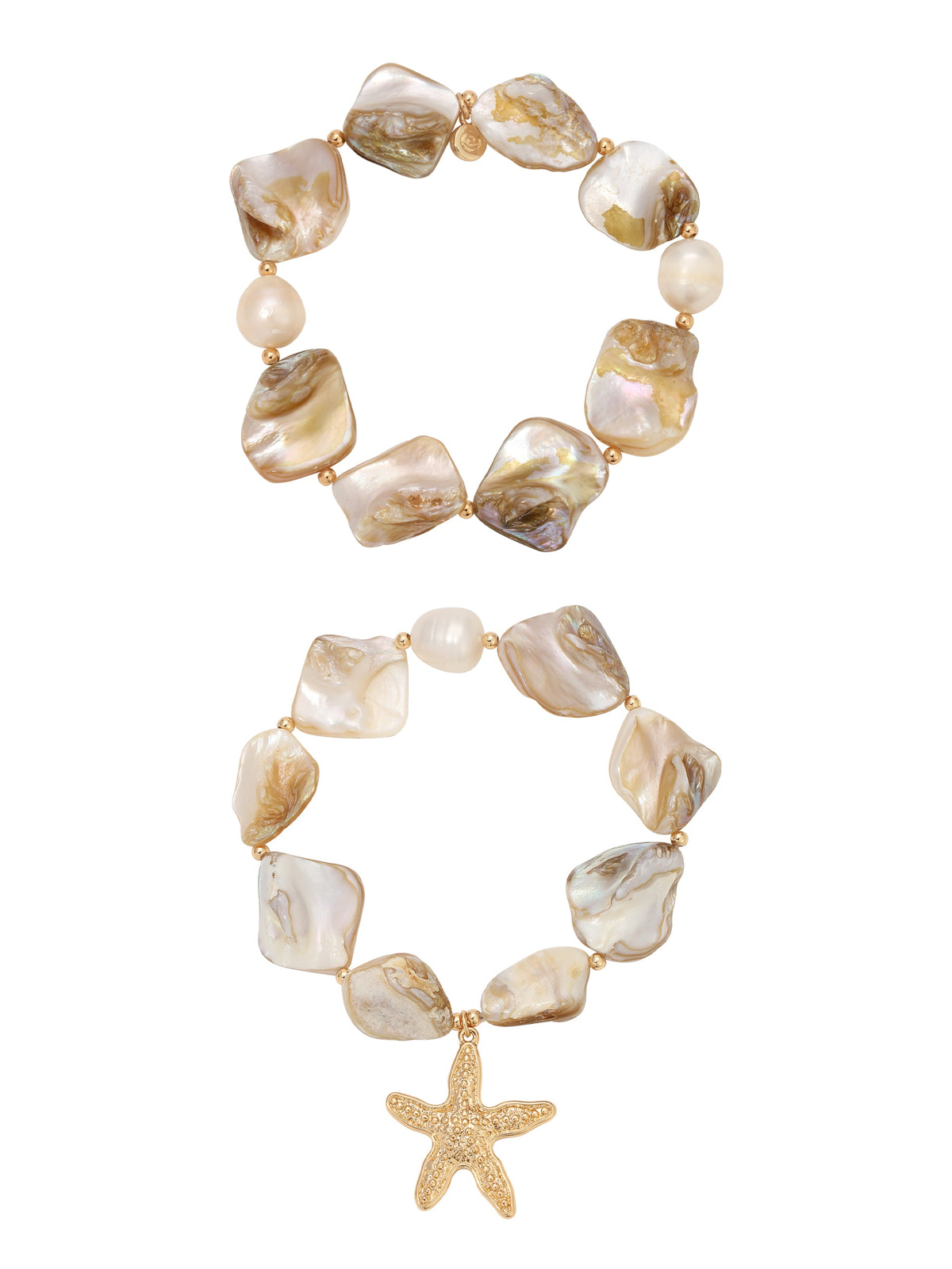 True Shell Bracelet Set in Shell with 18k Gold Plating, both bracelets | Lady Black Tie