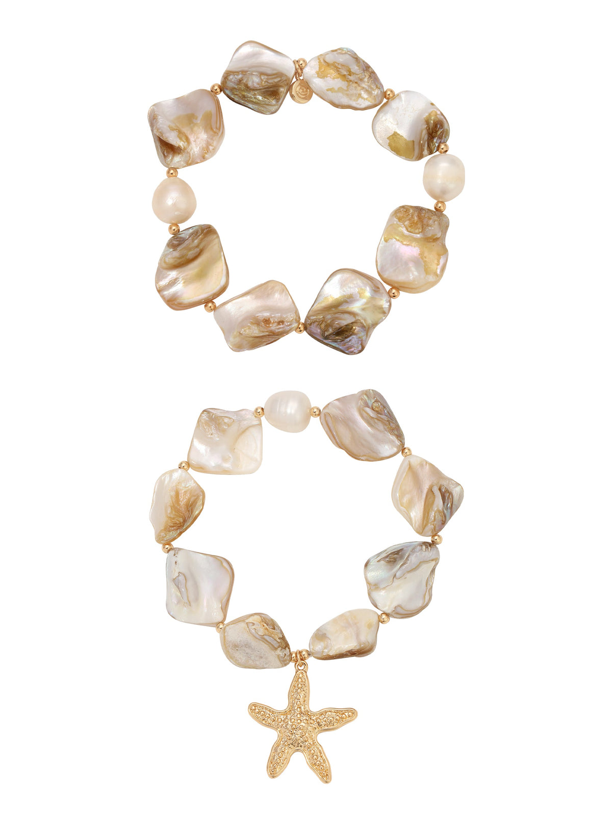 True Shell Bracelet Set in Shell with 18k Gold Plating, both bracelets | Lady Black Tie