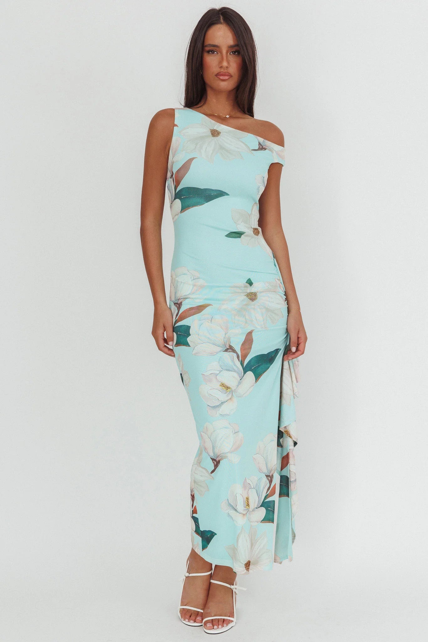 Amalfi Maxi Dress - Mint Floral Print Dress