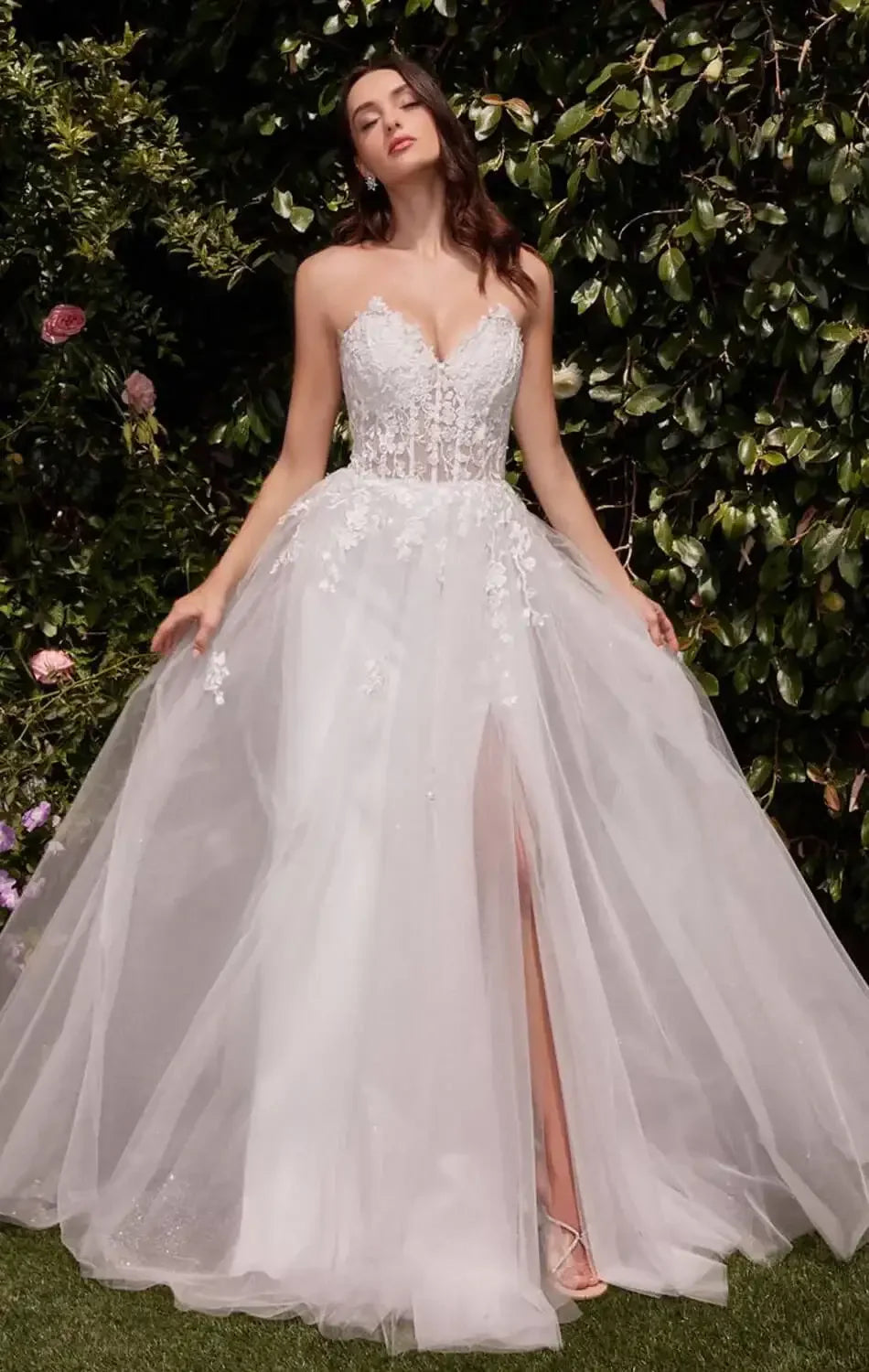 ELLEN GOWN - OFF WHITE - STRAPLESS A-LINE LACE & TULLE DRESS