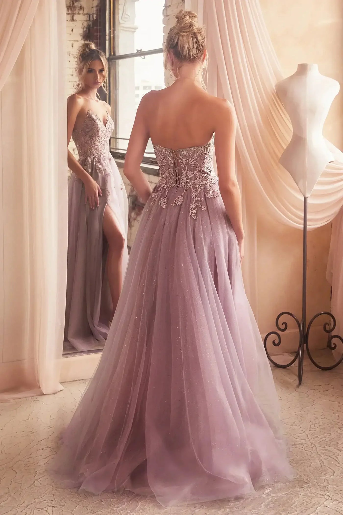 ELLEN GOWN - STRAPLESS A-LINE LACE & TULLE DRESS