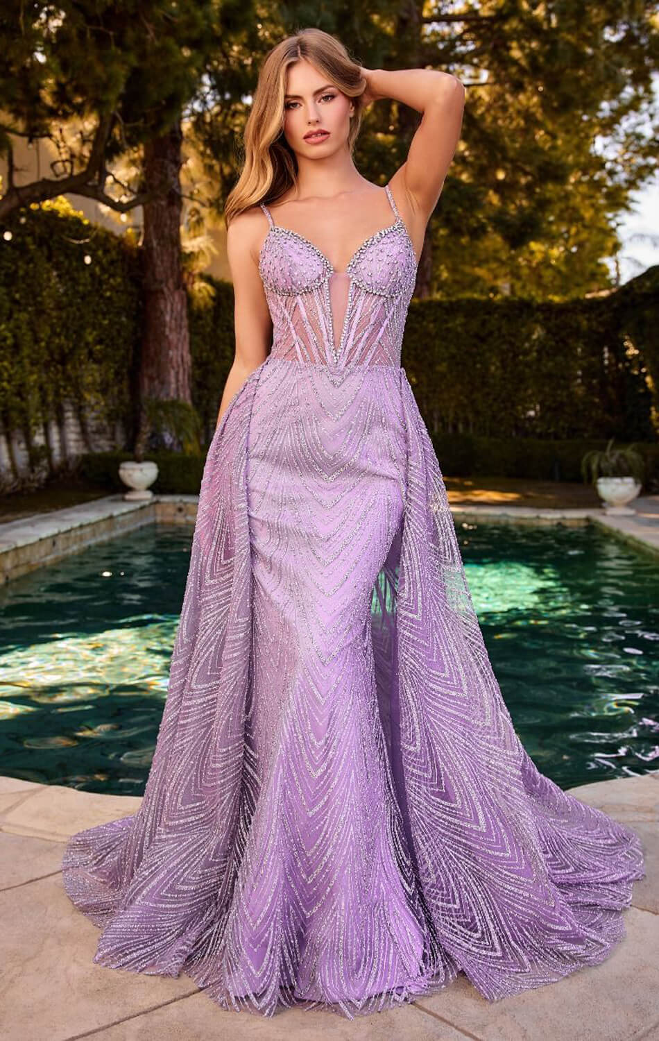 ANTONIA GOWN - GLITTER PRINT DRESS WITH OVERSKIRT ANTONIA GOWN - GLITTER PRINT DRESS WITH OVERSKIRT