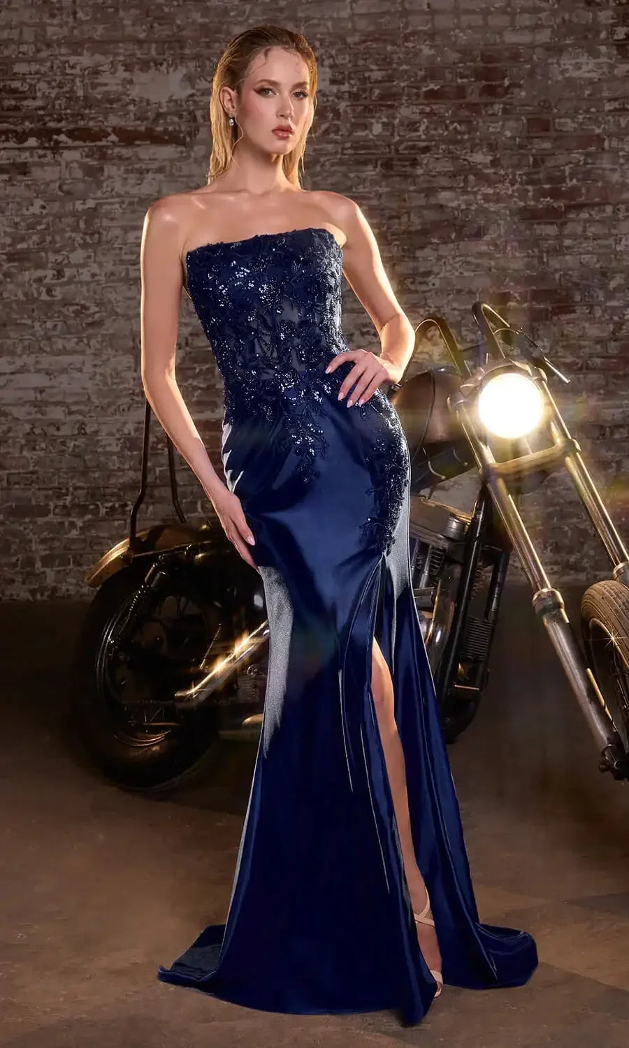 Hayes Gown - Strapless Beaded Satin Evening Dress
