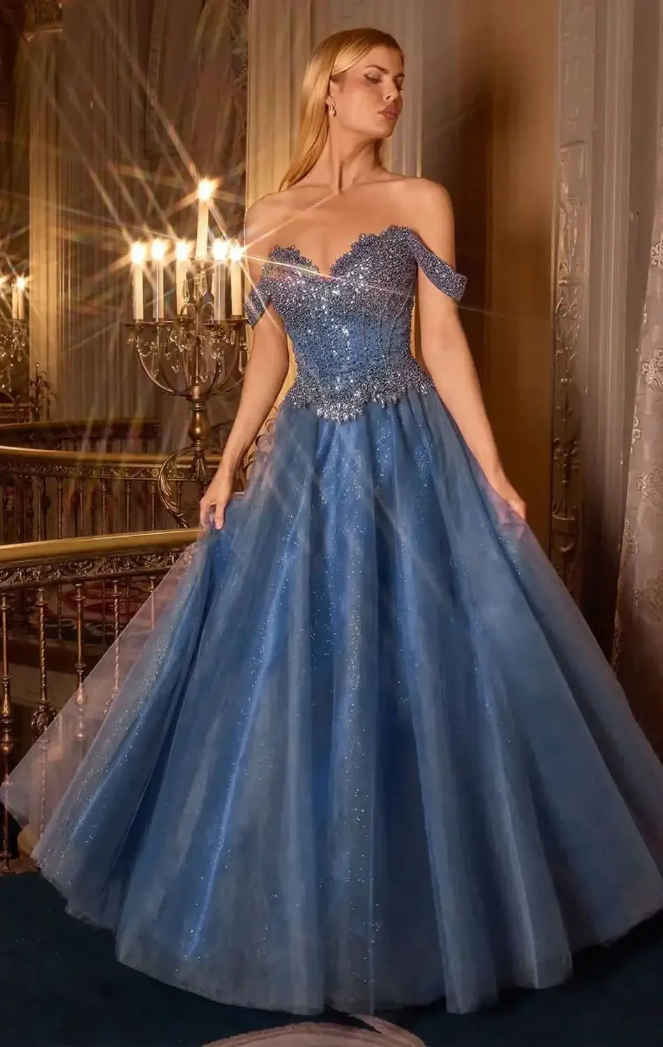 NOELLE GOWN - A-LINE GLITTER TULLE DRESS