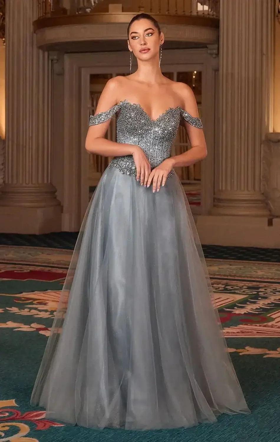 NOELLE GOWN - A-LINE GLITTER TULLE DRESS