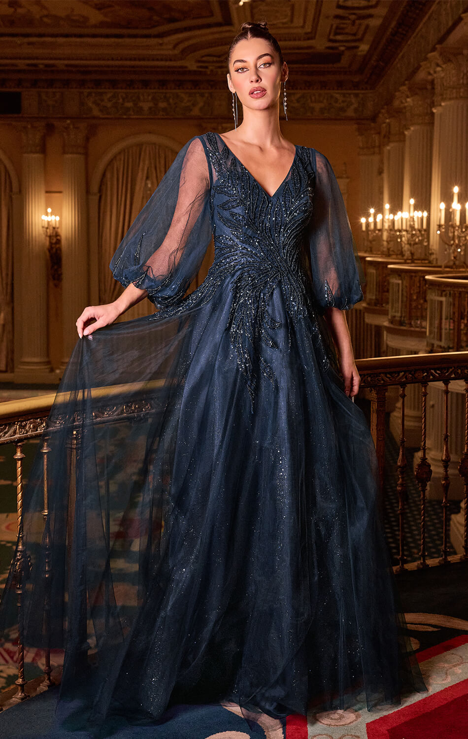 CHARITY GOWN - TULLE A-LINE GOWN WITH LONG SLEEVES
