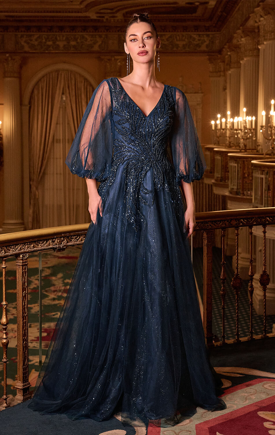 CHARITY GOWN - TULLE A-LINE GOWN WITH LONG SLEEVES