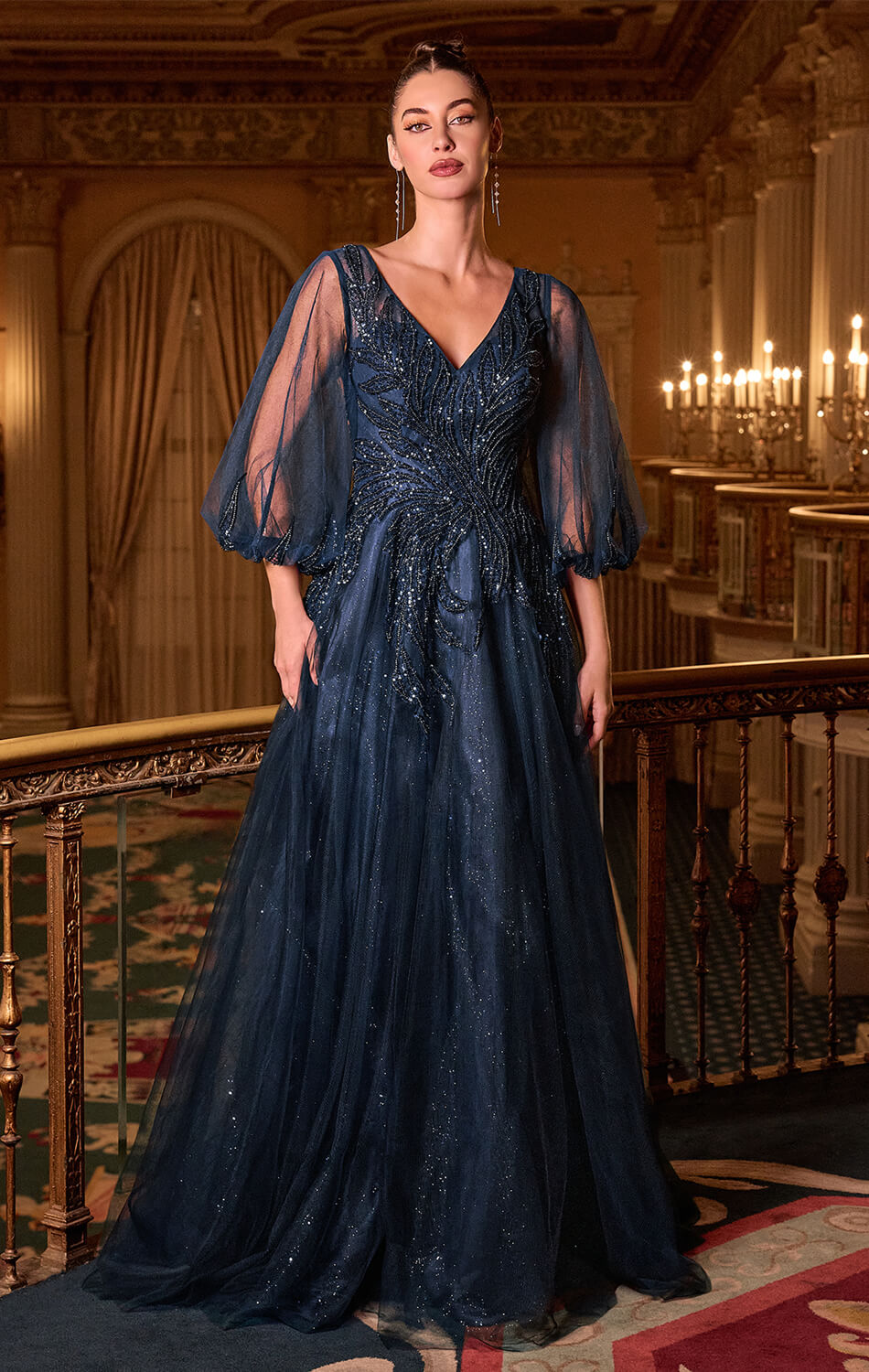 CHARITY GOWN - TULLE A-LINE GOWN WITH LONG SLEEVES