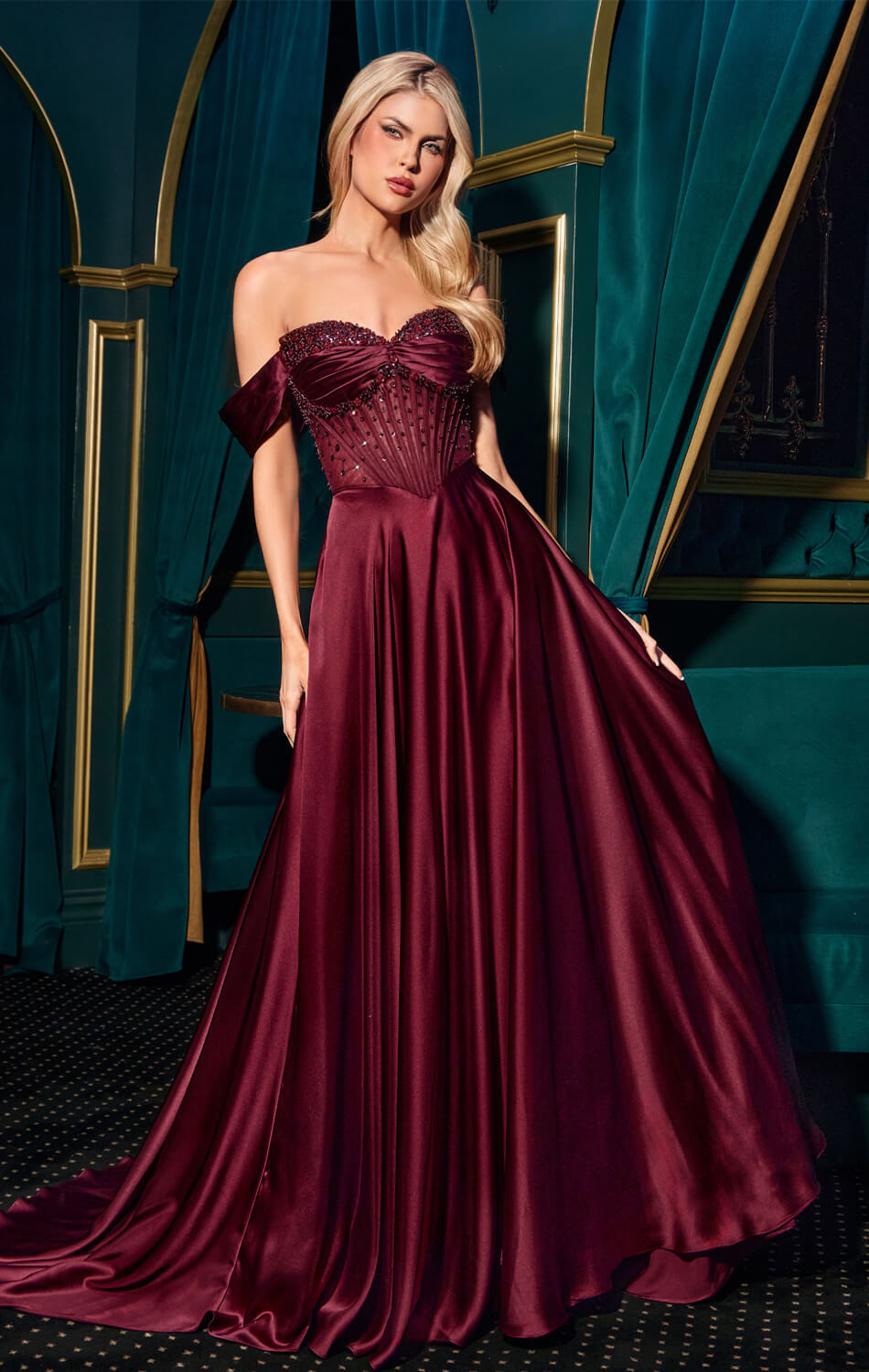 Lady Black Tie - Melanie Gown - A-Line Dress with Beaded Bodice & Corset Back - Size 8 Lady Black Tie - Melanie Gown - A-Line Dress with Beaded Bodice & Corset Back - Size 8