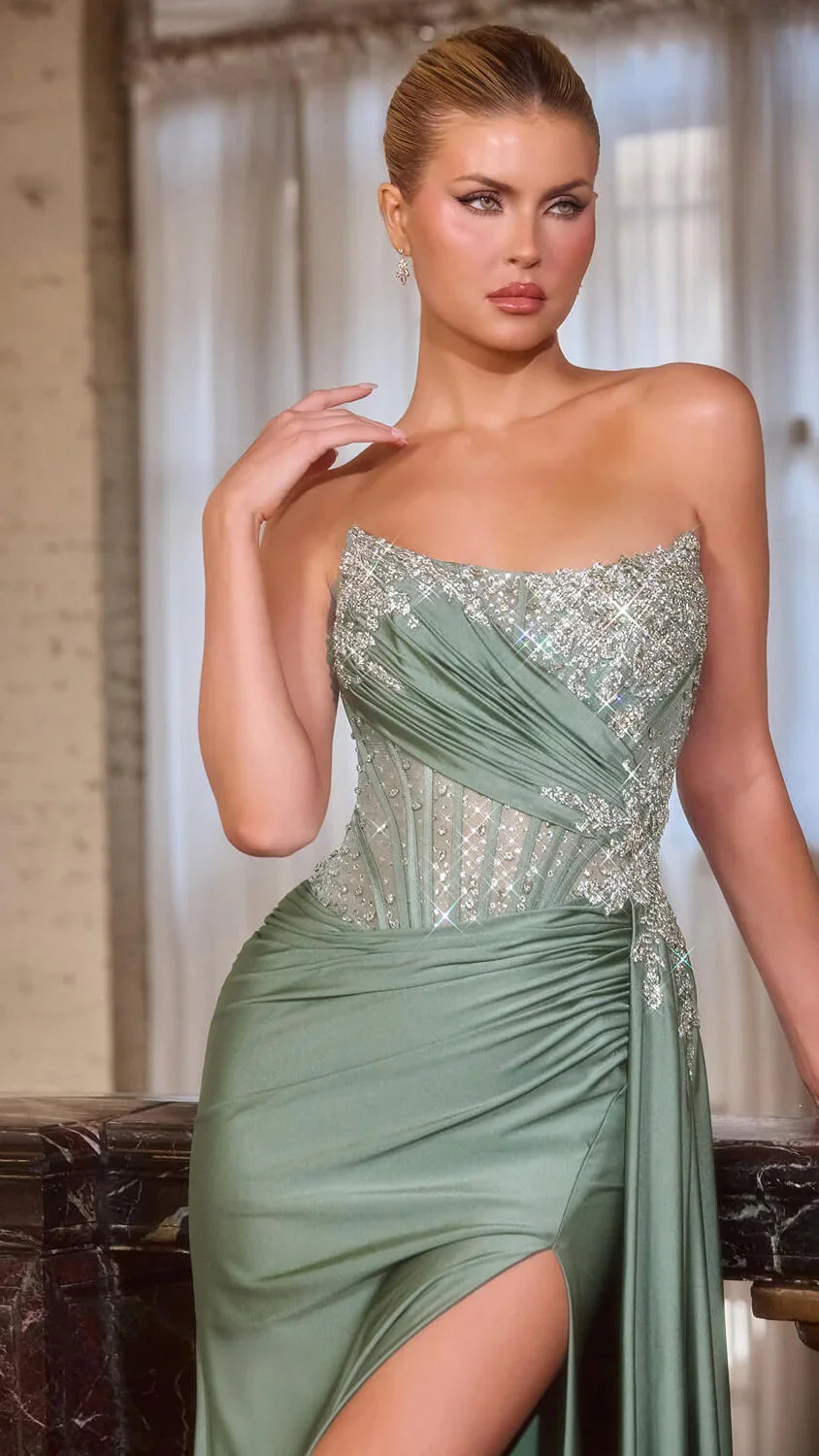 Cypress Gown - Strapless Corset Dress With Beaded Bodice