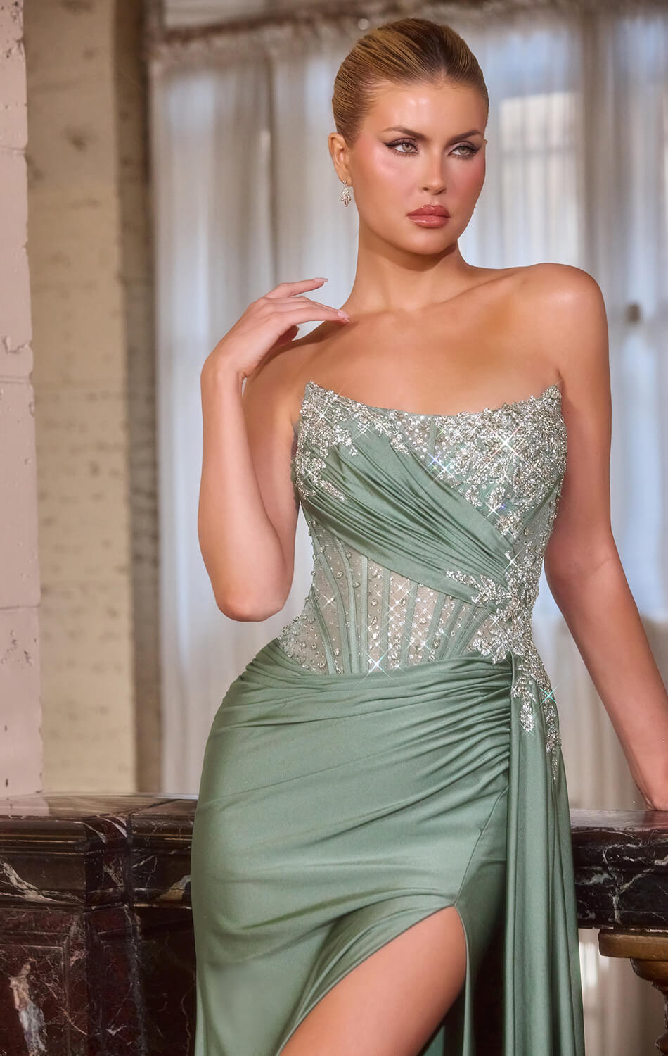 Femka Gown - Strapless Corset Dress With Beaded Bodice