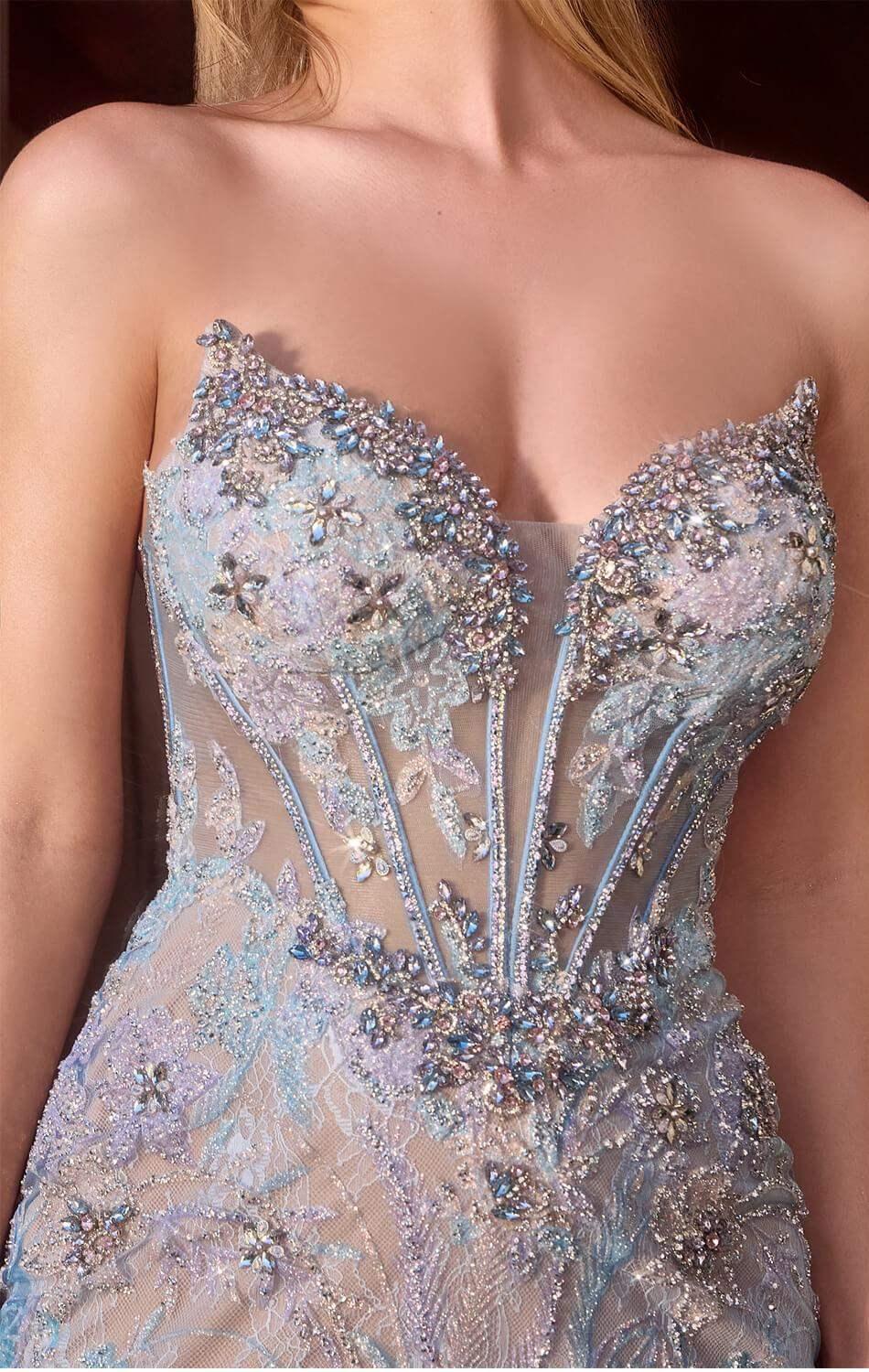 ELODIE GOWN - STRAPLESS DRESS WITH FLORAL BEADWORK