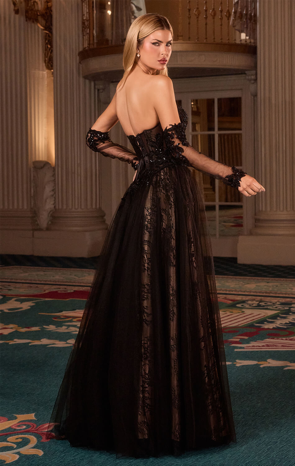 LILITH GOWN - A-LINE TULLE DRESS WITH GLOVES