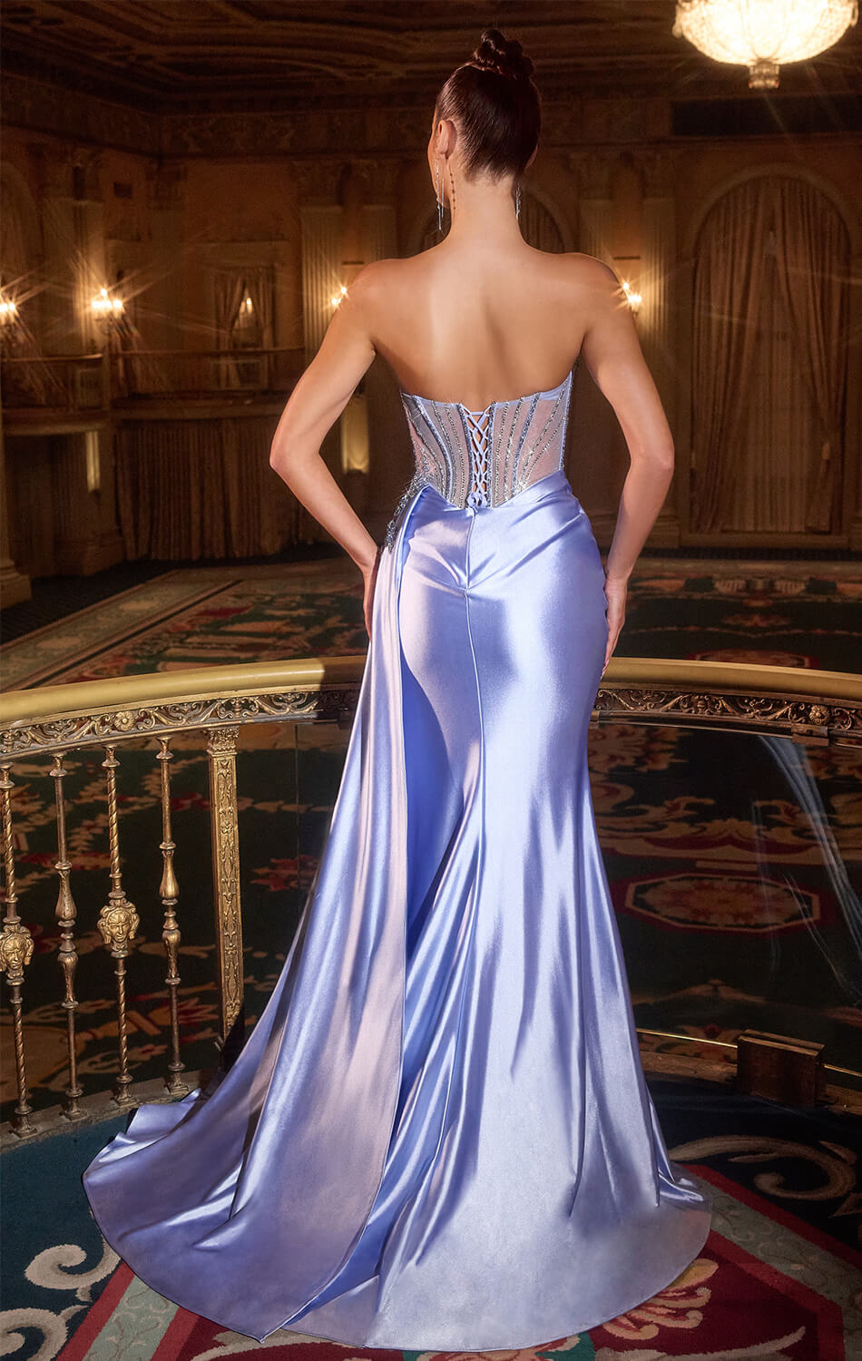 CASPIAN GOWN - EVENING DRESS WITH BEADED CORSET BODICE