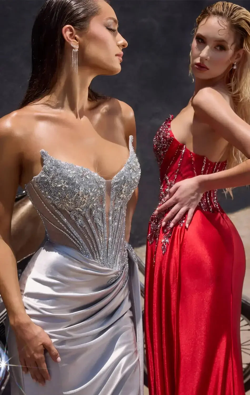 CASPIAN GOWN - EVENING DRESS WITH BEADED CORSET BODICE