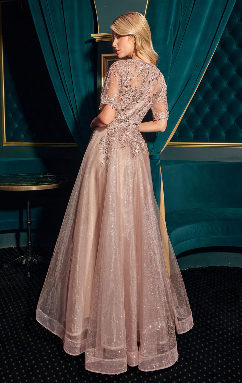 CLAUDIA GOWN - LACE A-LINE GLITTER TULLE FORMAL DRESS